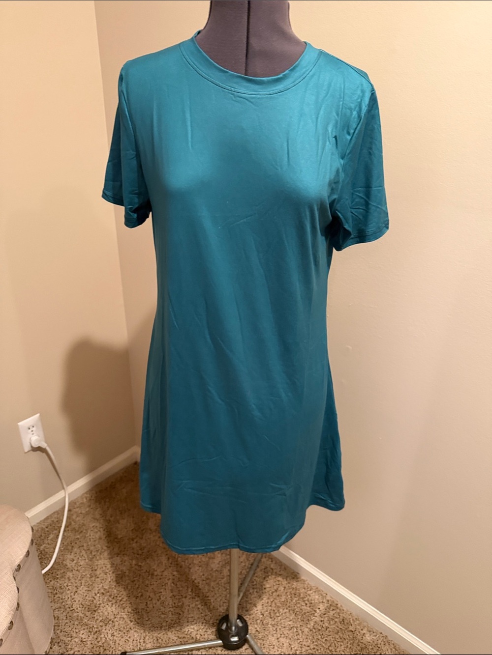 Classic Teal Midi Tee Dress